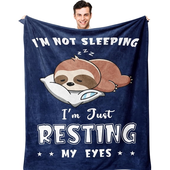 Birthday Gifts for Men/Him, Gifts for Him Dad Grandpa Husband Blanket 60"x50", Anniversary Retirement Gift for Man, I''m Not Sleeping I''m Just Resting My Eyes