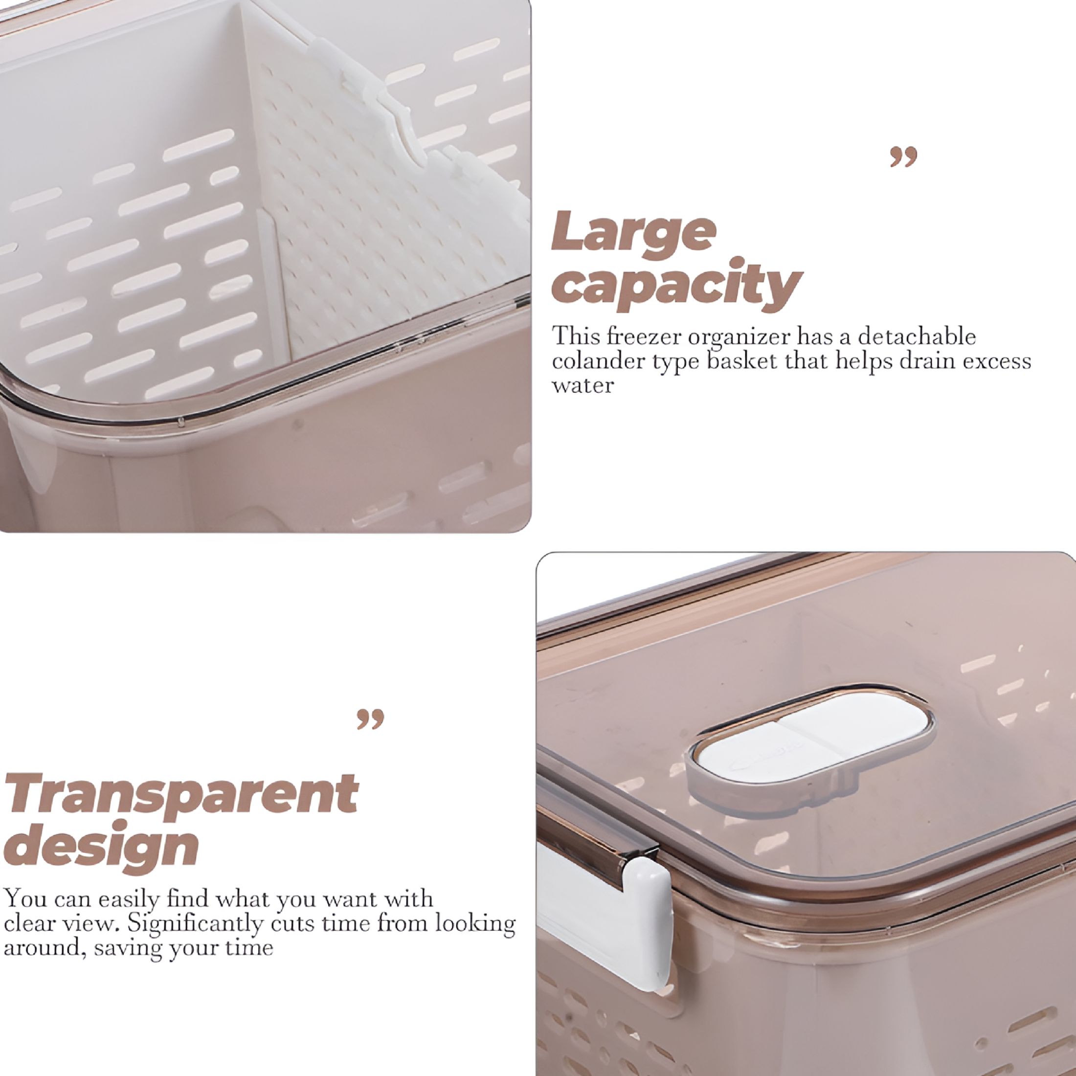 ACDANC 2026 New Drained Vegetable Basket Glass Fruit Storage Containers for Fridge Produce Refrigerator Box Snack Vegetables Strainer Salad Lunch Food with Lids