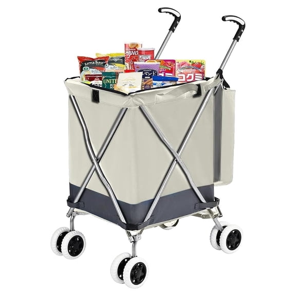 Folding Shopping Cart for Groceries Utility Cart with Cover