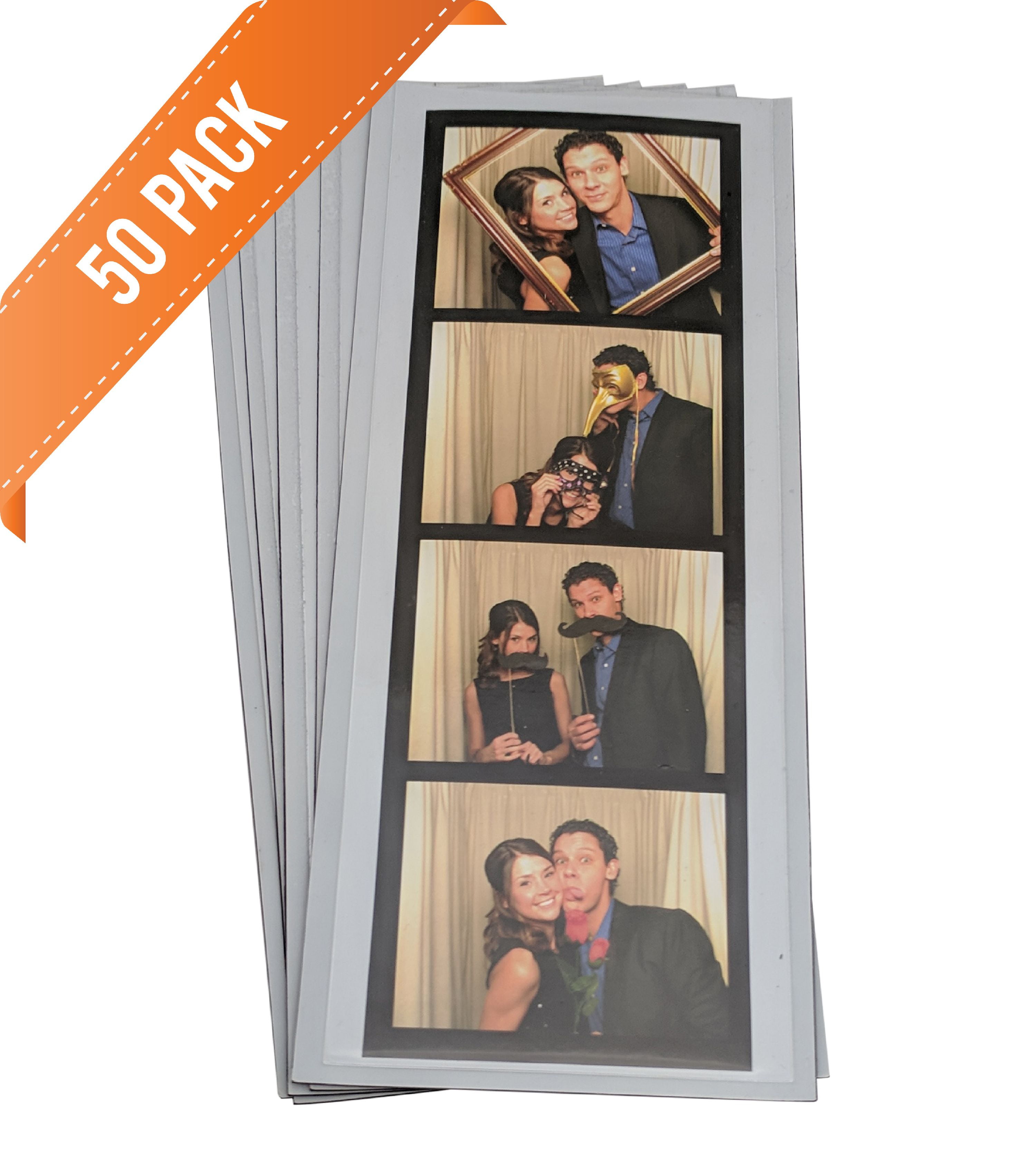 Glass with stand & hook 2"x6" PhotoBooth Photo Booth Strips Premium Gold Frame 