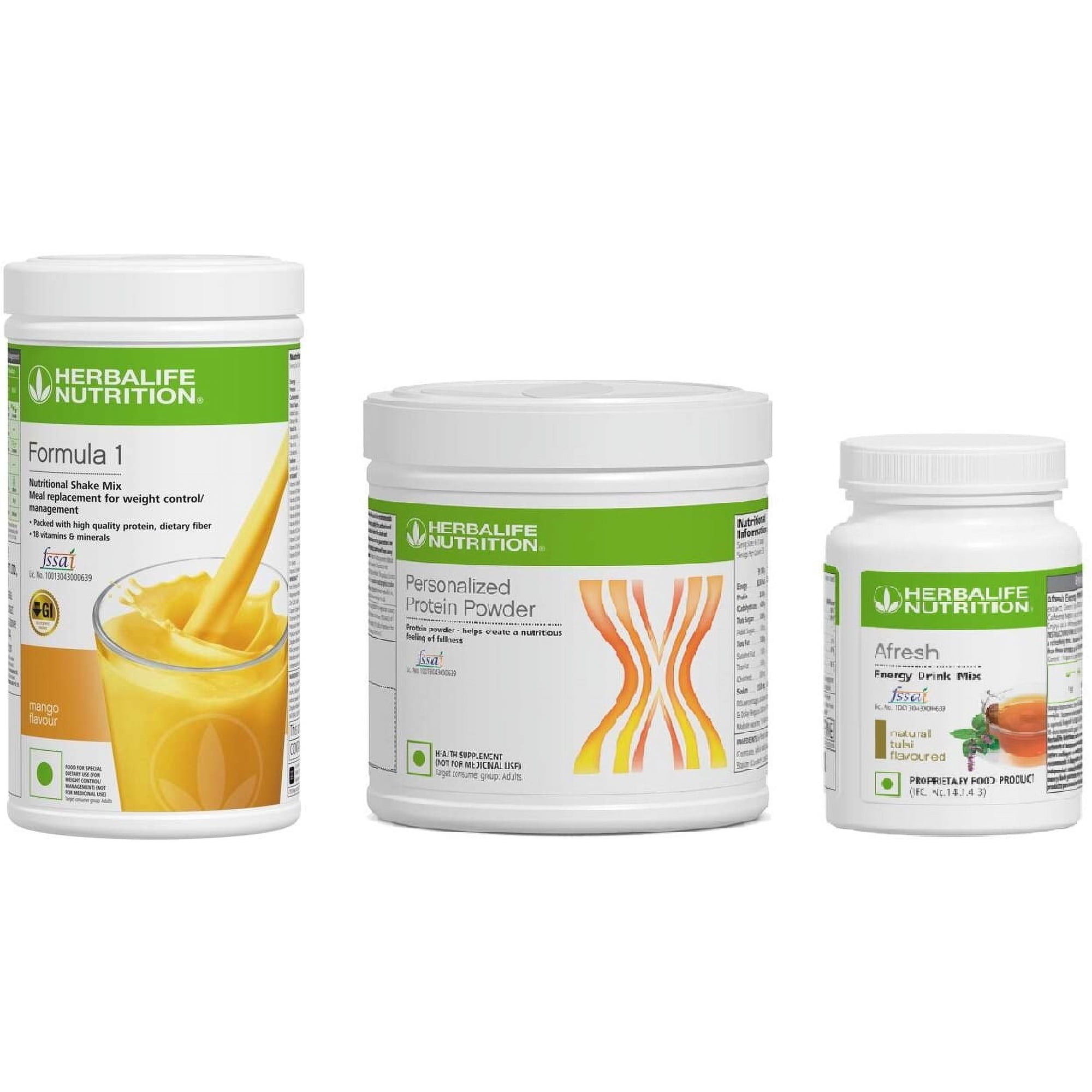 HERBLIFE Nutrition Shake Mix-MANGO WITH PROTEIN POWDER-200GM AND AFRESH NATURAL TULSI WITH FREE SHIPPING
