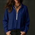 thumbnail image 2 of Womens Textured Golf Shirts Long Sleeve Half Zip Collared V Neck Loose Fit Sweatshirt Pullover with Chest Pockets for Business Casual Work Office, Blue, L, 2 of 7