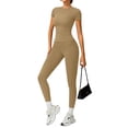 thumbnail image 2 of Clossjun Womens Two Piece Workout Sets Slim Fit Short Sleeve Shirt High Waist Leggings Yoga Outfits Matching Gym Suits, 2 of 6