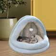 thumbnail image 2 of Cat Bed, Pet Tent, Warm Removable Cushion with Hanging Toys, Semi Enclosed Dog M Light Blue, 2 of 7