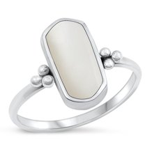 CHOOSE YOUR COLOR Simulated Mother of Pearl Ring .925 Sterling Silver Bali Style Band Jewelry Female Size 6