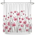 thumbnail image 4 of SUNOLIFE Pink Floral Shower Curtain Spring Flowers Fabric Bathroom Curtain,72x72 in, 4 of 4
