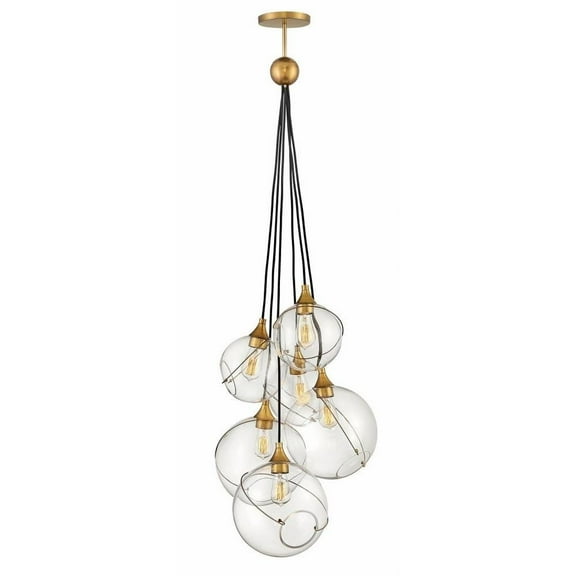 Mid Century Modern Six Light Chandelier-Heritage Brass Finish Bailey Street Home 81-Bel-3088255