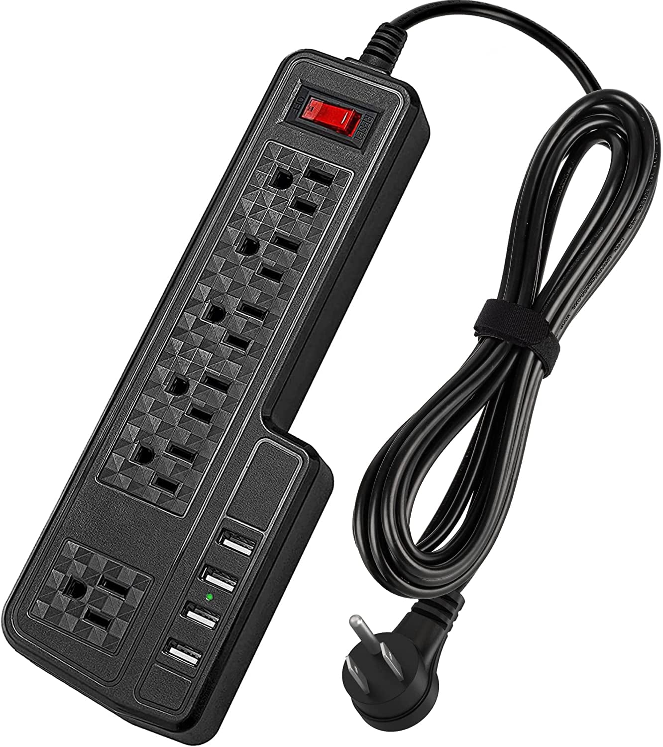 SUPERDANNY Surge Protector 6 Wide Outlets 4 USB Ports Power Strip 