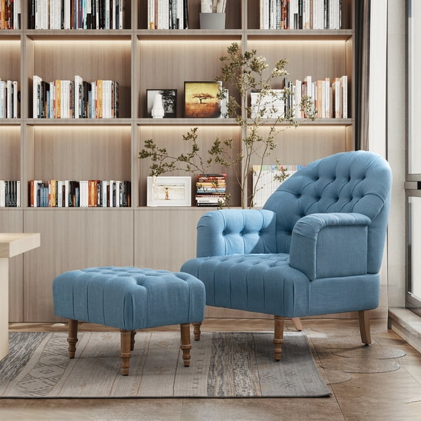 KINFFICT Accent Chair with Ottoman, Living Room Chair Bedroom Chair