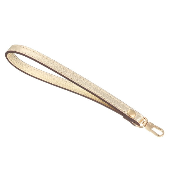 Leather Wristlet Strap, 7.48" Hand Wrist Lanyard Bag Key Chain (Gold Gold)
