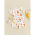 thumbnail image 6 of Baby Girl Summer Outfits Colorful Floral Print Short Sleeve Tops + Shorts Set Infant 2Pcs Clothes, 6 of 10