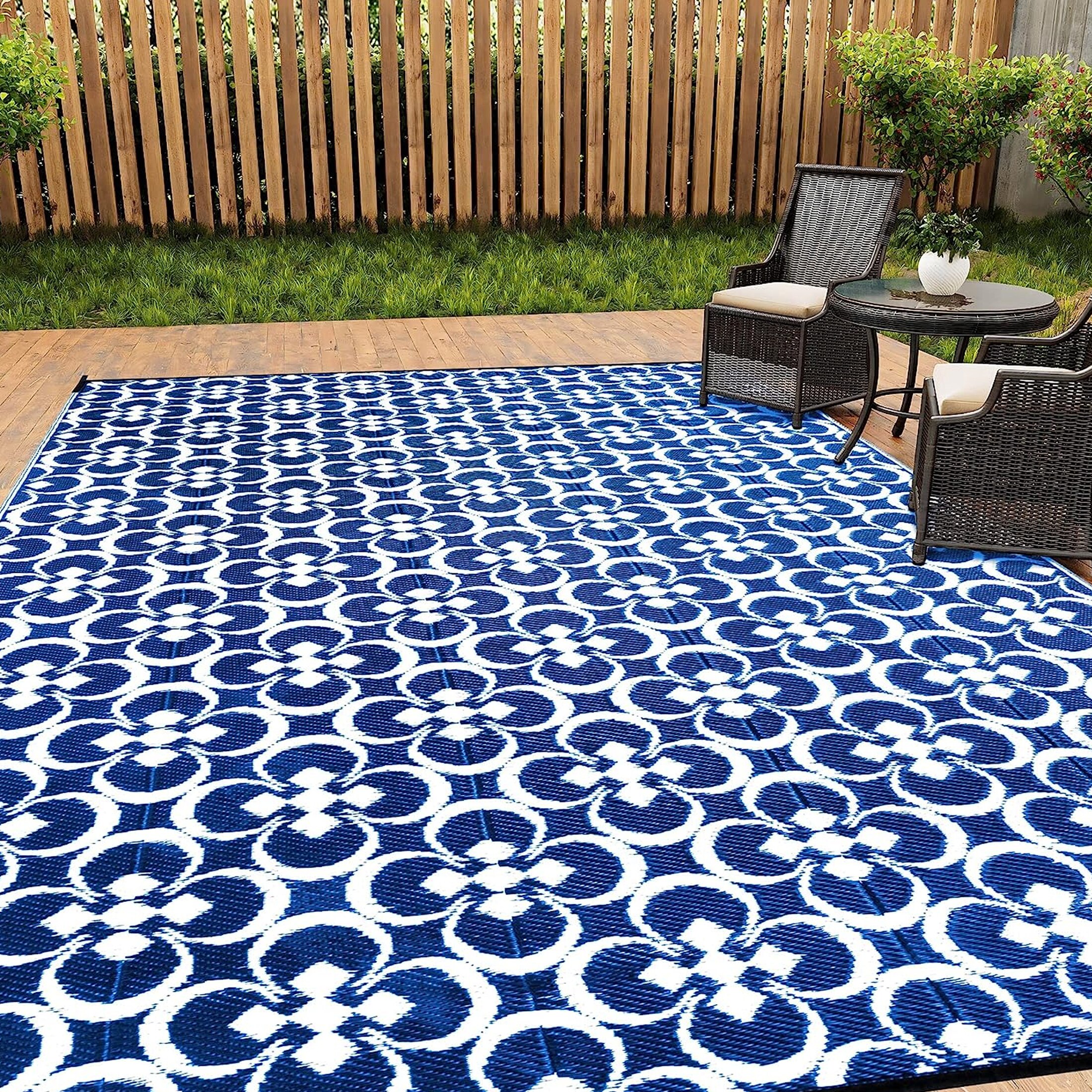 HUGEAR Outdoor Rugs Clearance 6'x9' Waterproof Patio Rugs Area Rugs