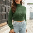 thumbnail image 2 of Fesfesfes Women Sweater Herringbone Three-dimensional Turtleneck Short Sweater Women Sweater Loose Fall And Winter Long-sleeved Sweater New Clothes Sale, 2 of 6