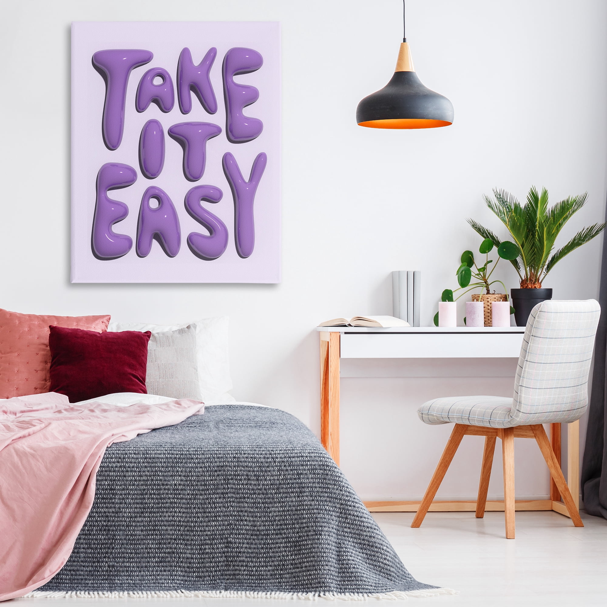 Stupell Industries Take It Easy Letters Text & Numbers Painting Wrapped Canvas Art Print Wall Art, 36 x 48