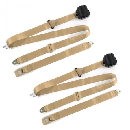 SafeTBoy Standard 3 Point Tan Retractable Bucket Seat Belt Kit for Ford Thunderbird 1955-1957 - 2 Belts