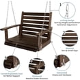 thumbnail image 6 of Home Shark 1 Person Outdoor Wooden Porch Swing with Ergonomic Seat and Hanging Chains, Deep Brown, 6 of 7