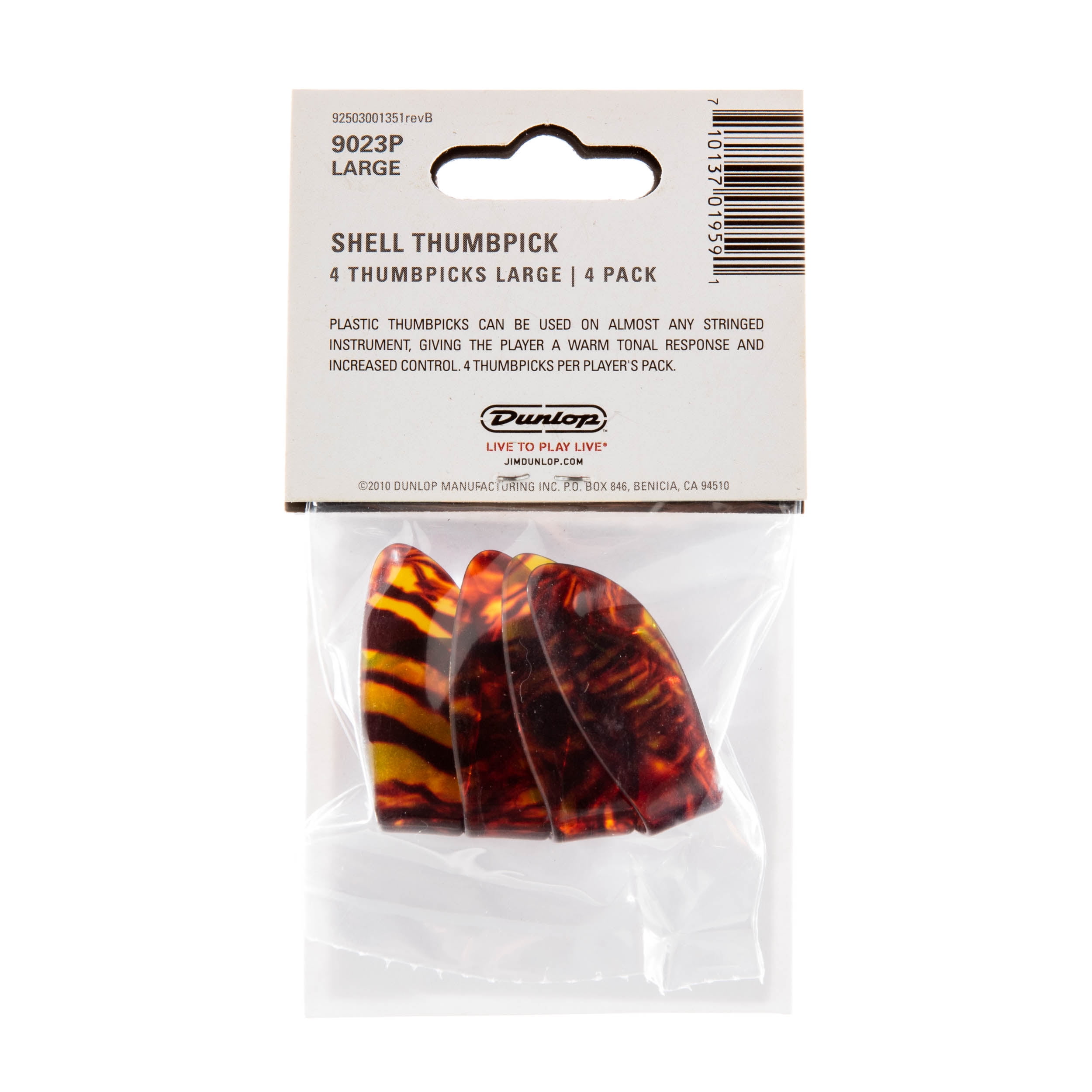 Dunlop Thumb Picks  Shell  Large  8 Pack  9023P