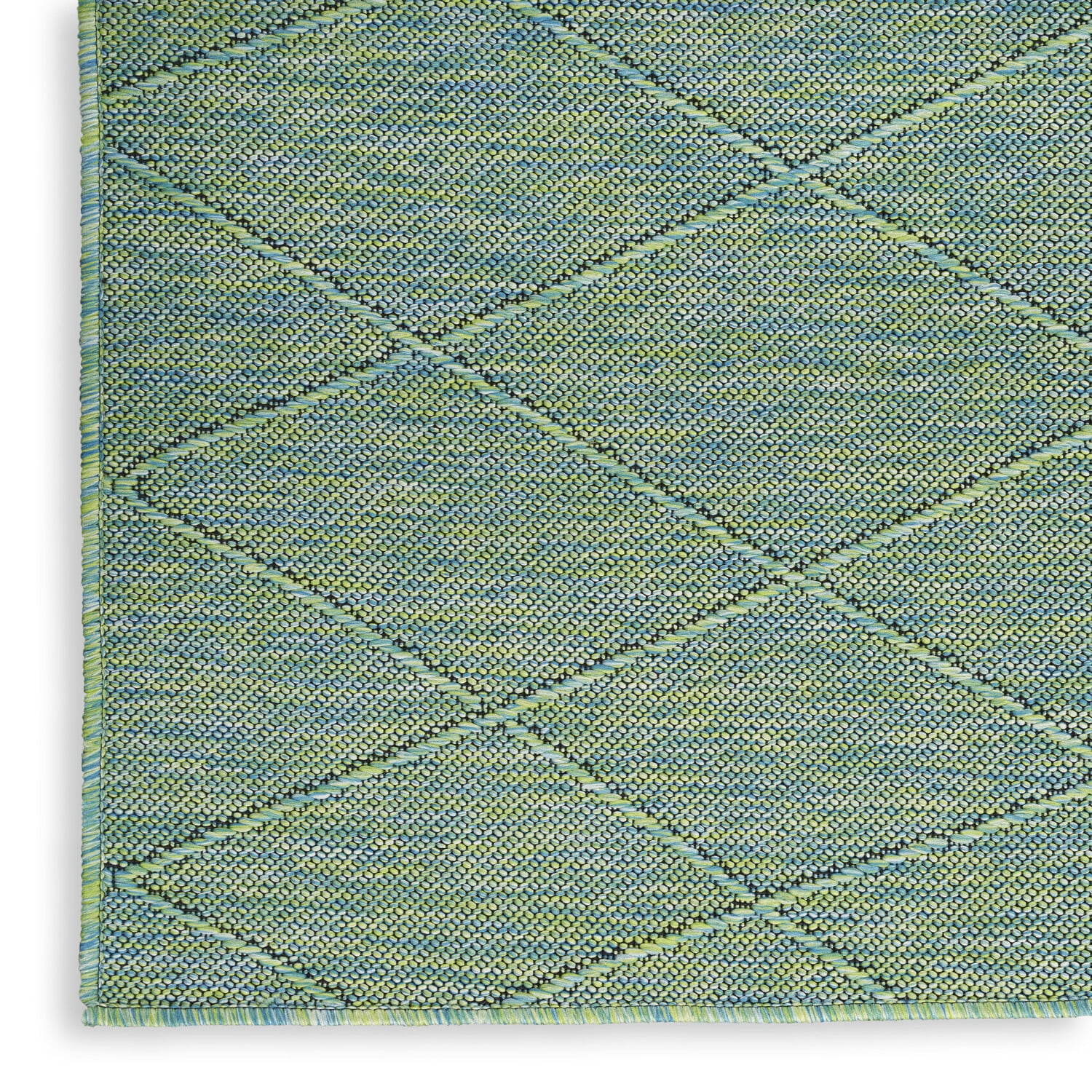 Nourison Practical Solutions Outdoor Blue Green 2'2" x 8' Area Rug (2x8)