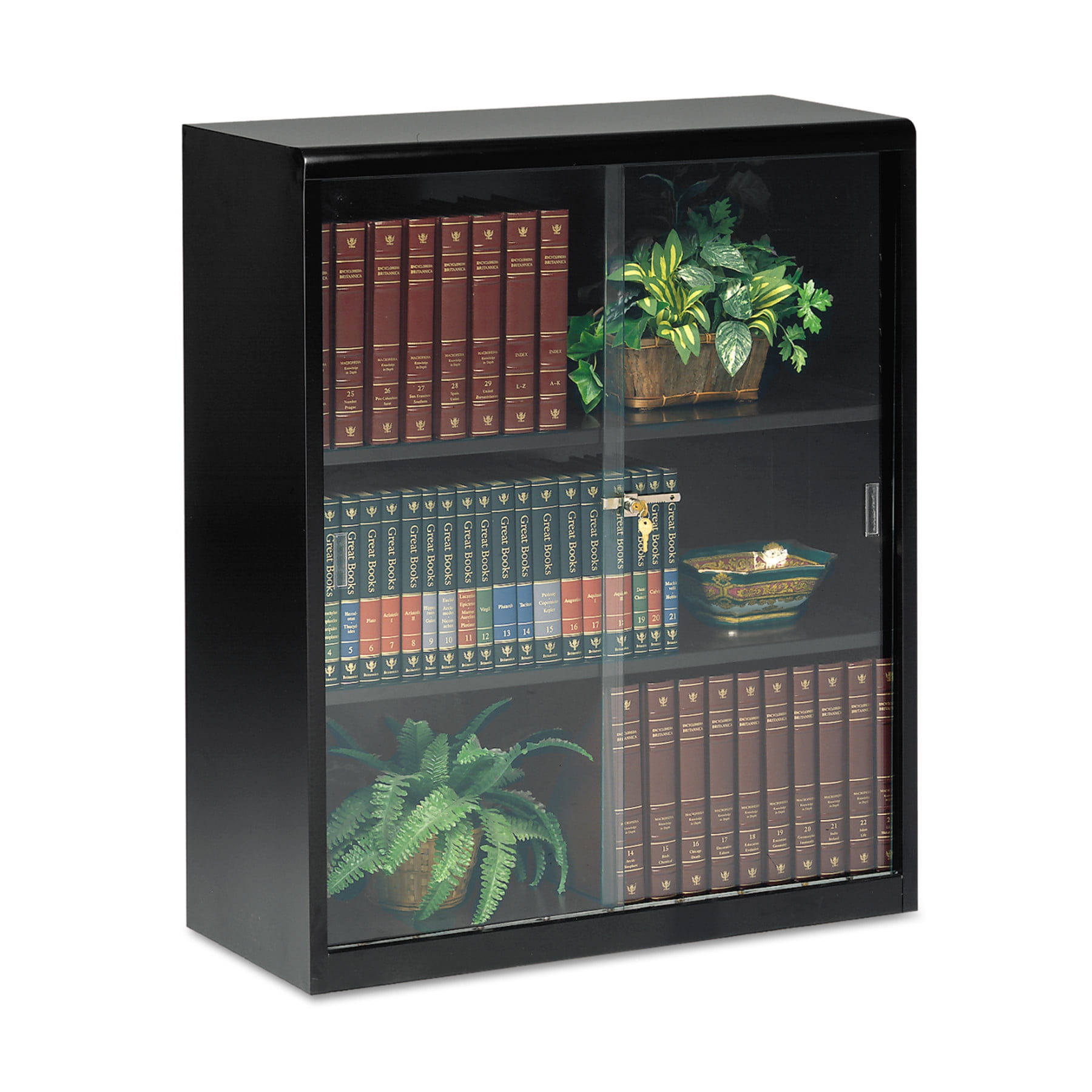 Tennsco Executive Steel Bookcase With Glass Doors, ThreeShelf, 36w x