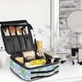 thumbnail image 5 of FORMRS Travel Makeup Bag Large Capacity Train Case Cosmetic Organizer with Adjustable Dividers, Blue Floral, 5 of 8