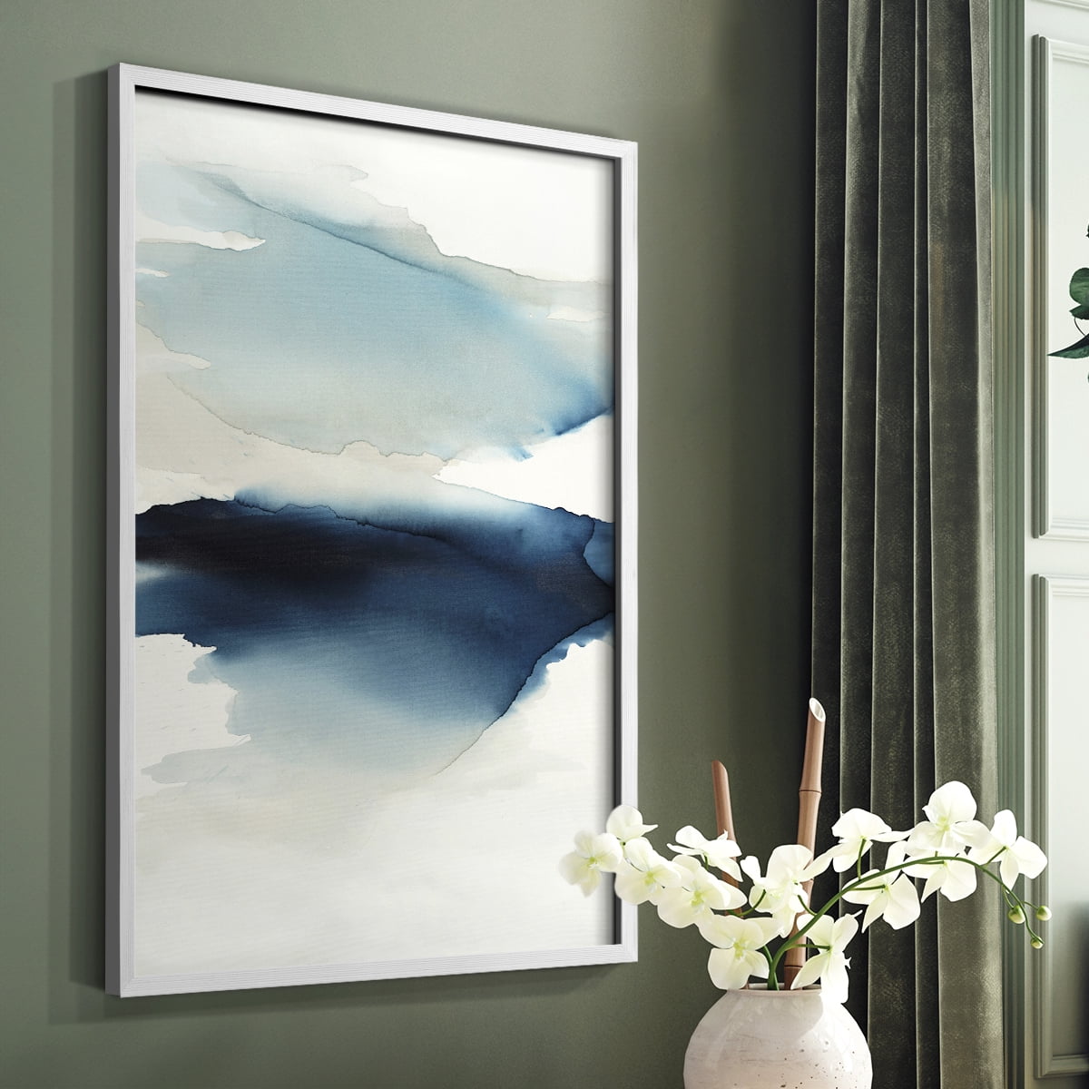 Waves I Framed Print in White Solid Wood 11 x 14 Framed Print