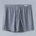thumbnail image 4 of zeranth Men Boxer Underwear Elastic Waist Mid-rise Shorts Briefs Solid Color Wide Loose Fit Button Fly Ice Silk Thin Panties, 4 of 7