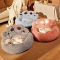thumbnail image 4 of Opvise Pet Nest Paw-Shaped Pet Bed Warm Comfortable Anti-Slip Fluffy Plush Cat Dog Sleeping Nest Pet Supplies Dark Gray, 4 of 8
