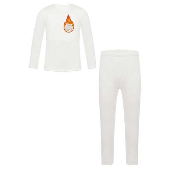 Eandarui Kids Girls Fleece Lined Thermal Underwear Set Long Sleeves Tops Leggings Warm Base Layers White 150