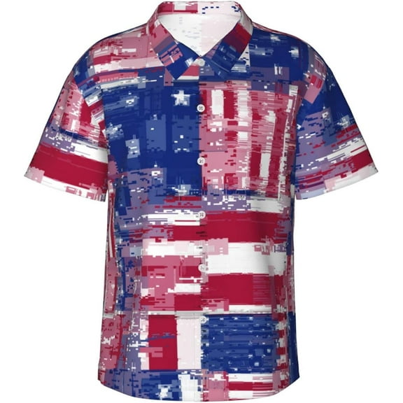 Men's Short Sleeve Hawaiian Shirt Tropical Print Casual Button Down Aloha Shirt