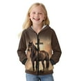 thumbnail image 3 of Xixirimido Horse Cross Brown Printed Girls Boys Zip-Up Hoodies Kids Fall Winter Warm Sweatshirt Jacket with Pocket Youth Long Sleeve Pullover Top Teen Outfits for 6-8 Years, 3 of 7