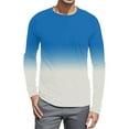 thumbnail image 1 of Ketyyh-chn99 Linen Shirt Men Fall Clothes Mens Simple Gradient Color Color Matching T Shirt With Long Sleeves And Round Neck Top Sky Blue,3XL, 1 of 4