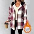 thumbnail image 2 of MaFYtyTPR Women's Casual Plaid Hooded Coats Fashion Checked Long-sleeve Buttoned Thick Sweatshirt Coat Top with Pocket Light Pink M, 2 of 5