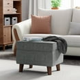 thumbnail image 5 of FAGAGA Large Footstool Ottoman, Foot Stool with Adjustable Cover for Living Room, Step Stool Ottoman with Storage, Upholstered Linen Foot Rest for Bedroom, Dorm | Light Gray, 5 of 11