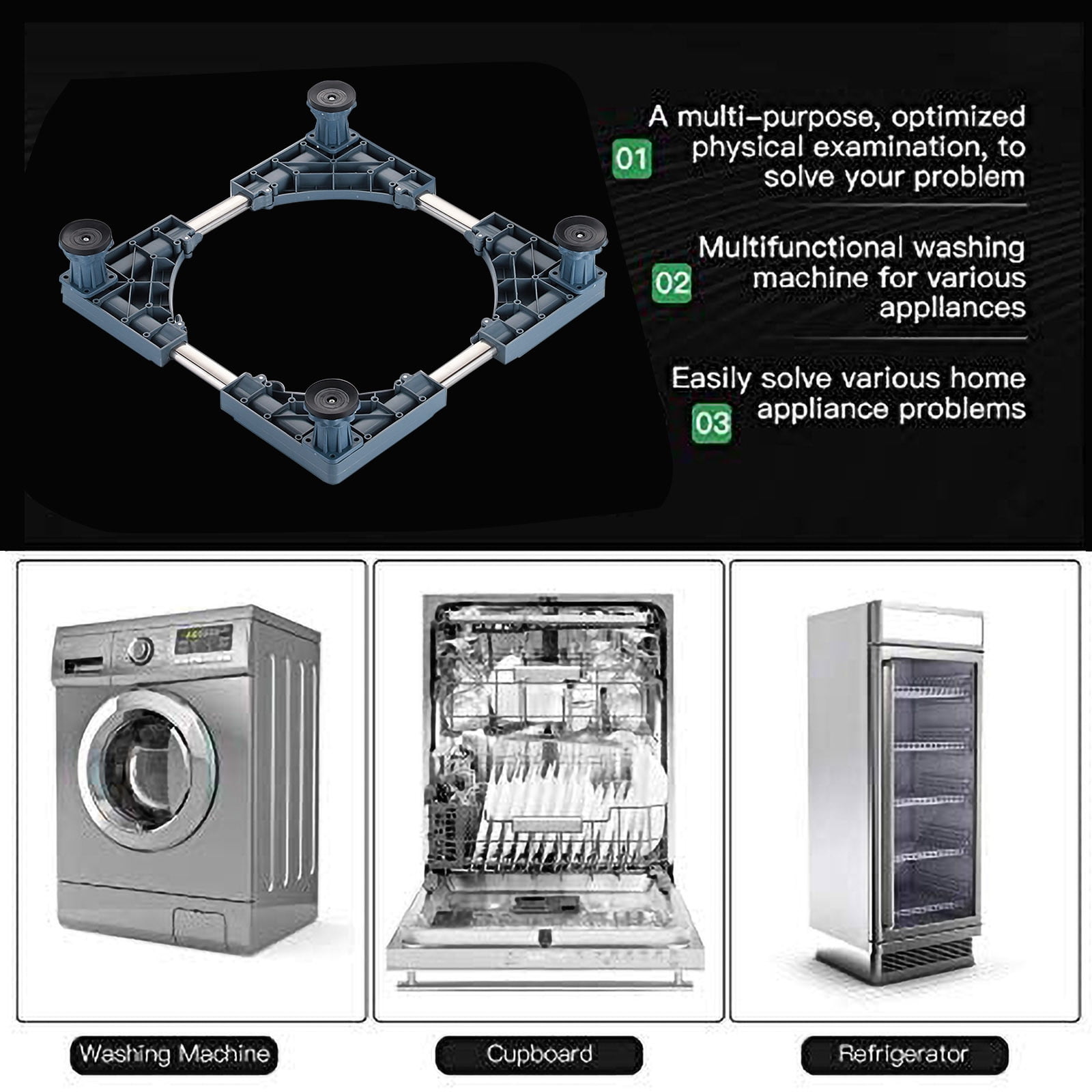 Huayishang Storage Rack, Kitchen Essentials Clearance Sale Washing Machine Base Stainless Steel Refrigerator Adjustable Washing Machine Dryer Base Washing Machine Bracket Refrigerator