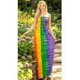 thumbnail image 5 of LA LEELA Women's Summer Beach Maxi A-Line LGBTQ Pride Flag Rainbow Stripe Slit Party Strapless Tube Top Dress One Size Multi, Stripes, 5 of 5