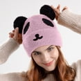 thumbnail image 2 of Bibifish Womens Panda Shape Knit Beanie Hat With Fluffy Ear Decor Soft Stretchy Lightweight Hat Daily Casual Wear Cute Stylish Hats, 2 of 5