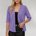 thumbnail image 4 of Aofany Lightweight Cropped Cardigan for Women Plus Size Solid Color Casual Loose Open Front Elbow Length Sleeve V-Neck Cardigan Tops, 4 of 6