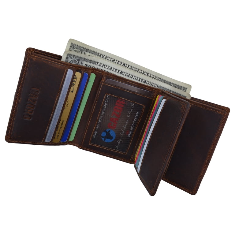Marshal Wallet, Genuine Leather RFID Blocking Slim Trifold Wallet