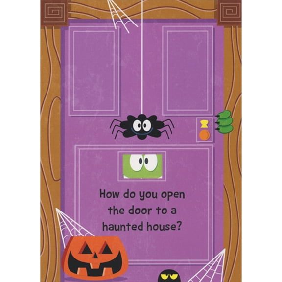 RSVP How Do You Open the Door to a Haunted House Halloween Card for Kids