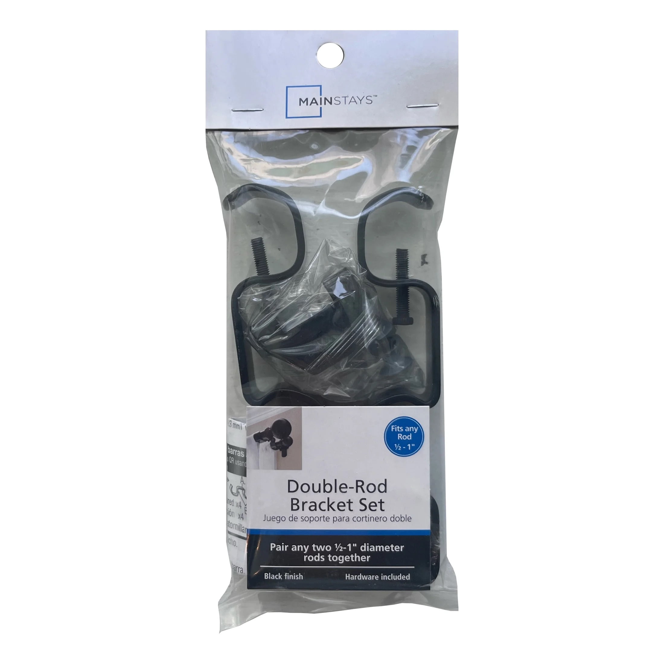 Mainstays 2 Double Rod Converter Brackets, Black
