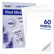 Bulk 60 Sheets Koala Printable Vinyl Sticker Paper Matte White Waterproof Sticker Paper for LASER Printer Only 8.5x11 Inch, Durable, No Color Fade Compatible with Cutting Machine