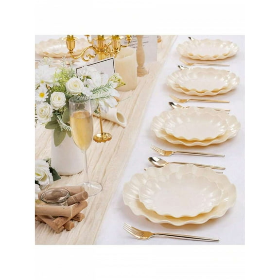 24pcs Plastic Plates Reusable,Unbreakable Dinner Plates, Salad Plates, Microwave & Dishwasher Safe,Plates Sets Perfect For Parties 