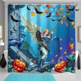 thumbnail image 1 of Spooky Halloween Shower Curtain - Winged & Majestic Castle Design, 1 of 5