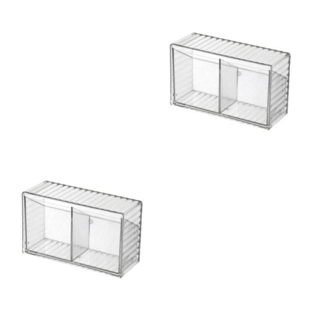 Bewildely Suministros de baño organizados y accesibles con caja montada en la pared Caja de almacenamiento montada en la pared con transparente transparente 17.3*10.3*6.6 cm 2Conjunto