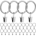 thumbnail image 1 of 24 Sets of Curtain Rings with Clamps, Curtain Clips with Loops, Curtain Rings with Inner Diameter 3.2 cm, Suitable for Curtain rods up to 2.54 cm, Silver, 1 of 7