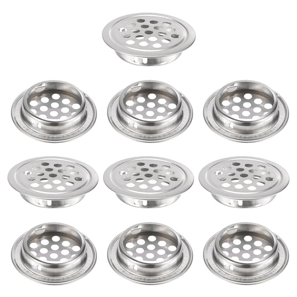 Uxcell Paquete de 10 Respiraderos Circulares de Soffit, 29mm/1.14 Pulgadas Respiraderos Redondos de Acero Inoxidable con Rejilla para Baño Hogar/ Oficina/Cocina/Armario/Guardarropa [Plateado]