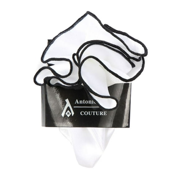 PS-Z-RD-9 - Round Pocket Square Accessory - White Black