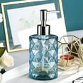 thumbnail image 6 of Gallickan Soap Dispenser, Rhombus Colored Glass Press Type for Liquid Soap Shampoo Shower Gel, Household Bathroom Decor Accessory, Blue, 6 of 7