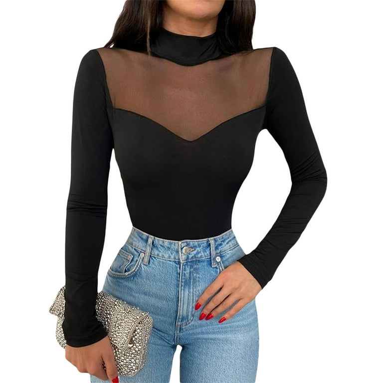 Half mesh best sale top