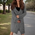 thumbnail image 3 of Long Cardigan Sweaters for Women Long Sleeve Oversized Open Front Cable Knit Hooded Coatigan Sweater Coats with Pockets, 3 of 7
